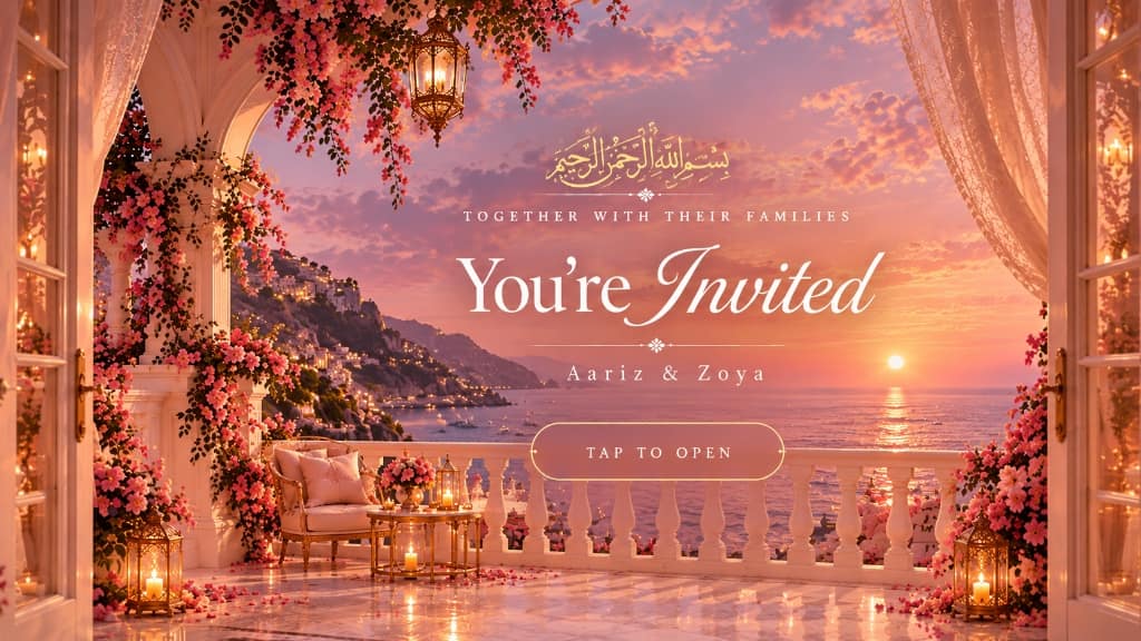 Rose Royale — live Wedding · Shaadi invitation on mobile