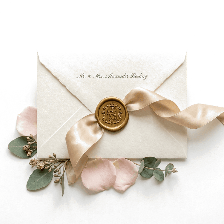 Luxury wax seal wedding envelope