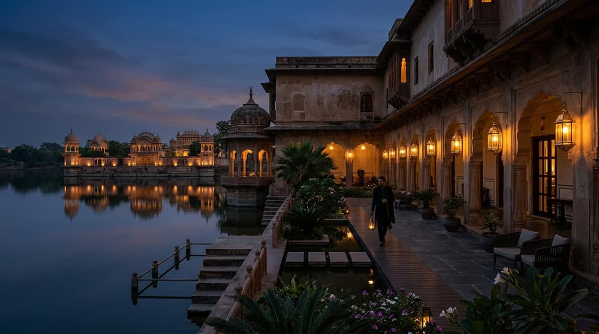 Cinematic wedding invitation venue with warm lights