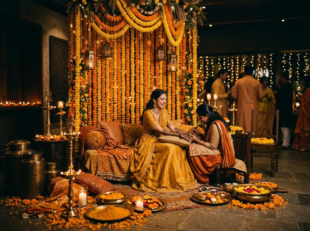 Haldi and Mehndi ceremony — digital Haldi invitation by Mehfill.in