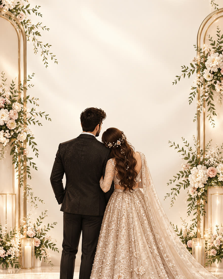 The couple at their reception venue